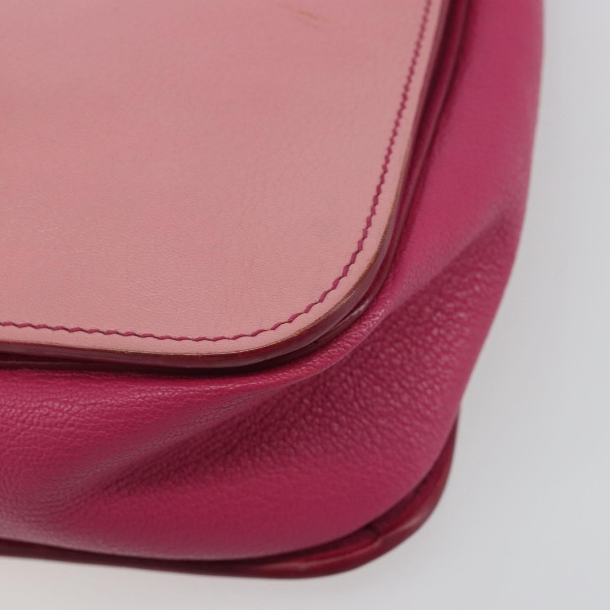Miu Miu Madras Hand Bag Leather 2way Pink Gold Auth 194746A