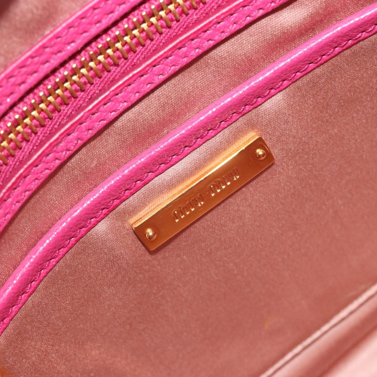 Miu Miu Madras Hand Bag Leather 2way Pink Gold Auth 194746A