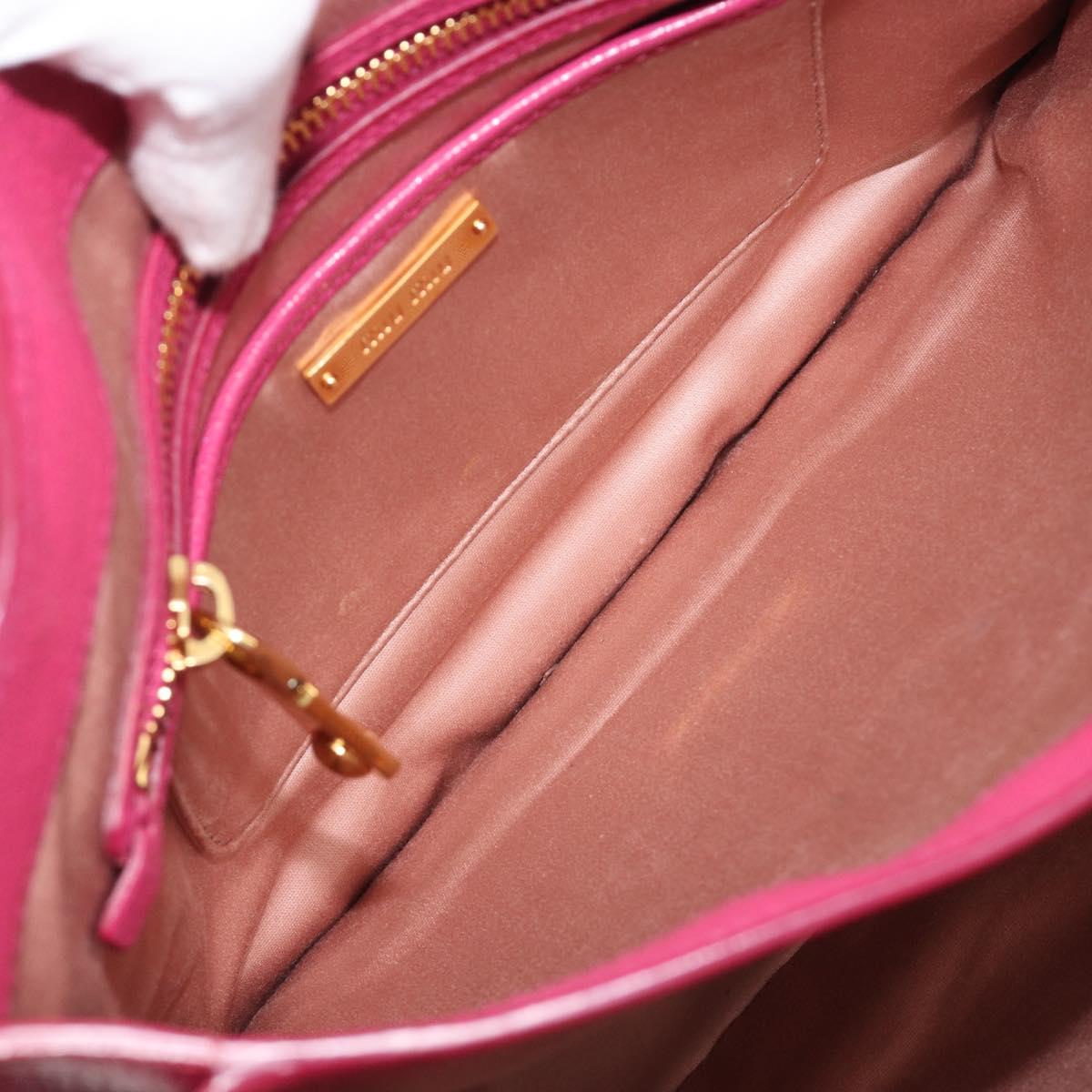 Miu Miu Madras Hand Bag Leather 2way Pink Gold Auth 194746A