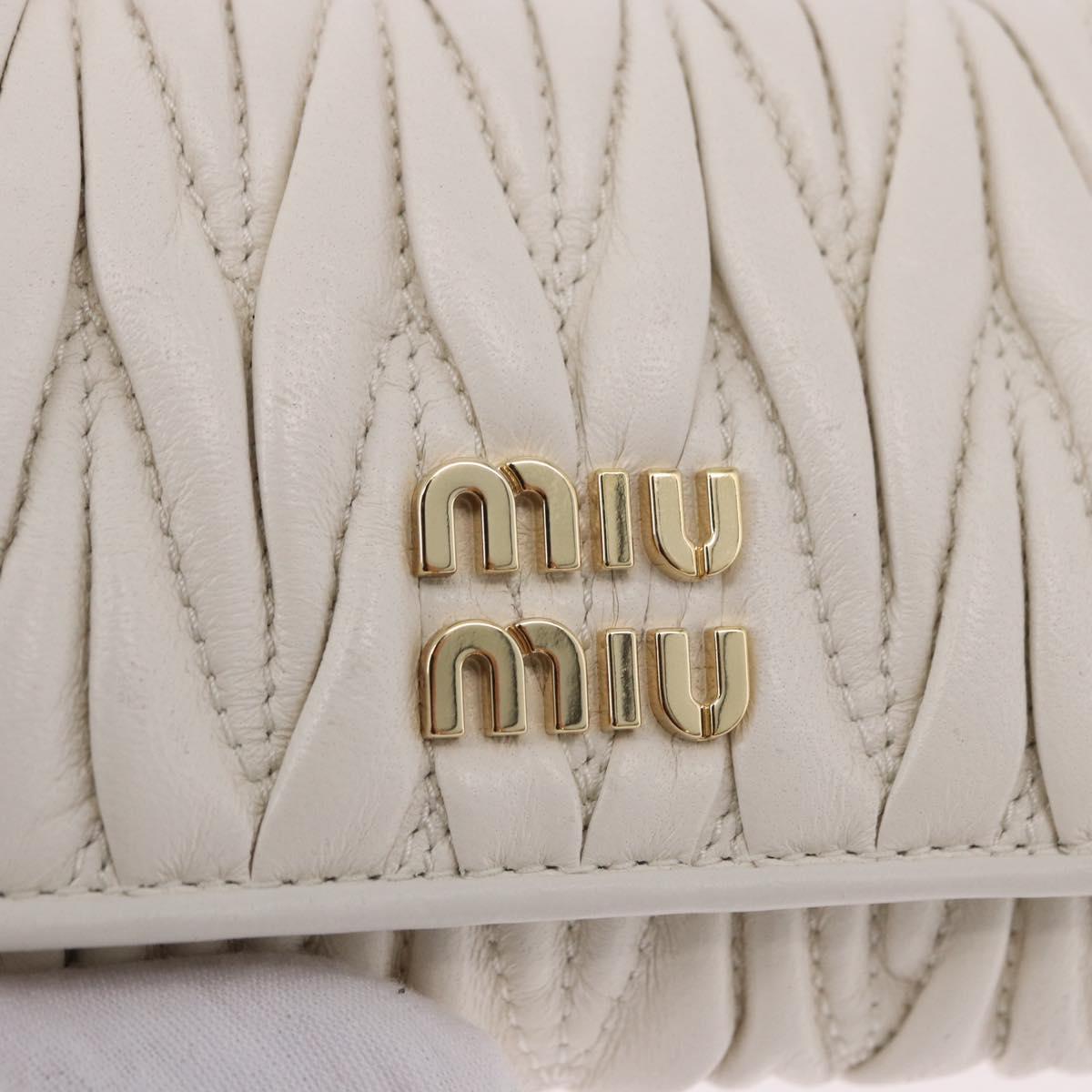 Miu Miu Matelasse Chain Shoulder Pouch Shoulder Bag Leather White Auth 194749M
