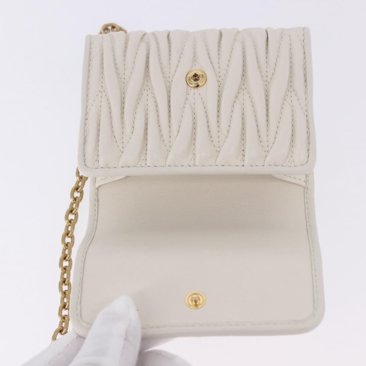 Miu Miu Matelasse Chain Shoulder Pouch Shoulder Bag Leather White Auth 194749M
