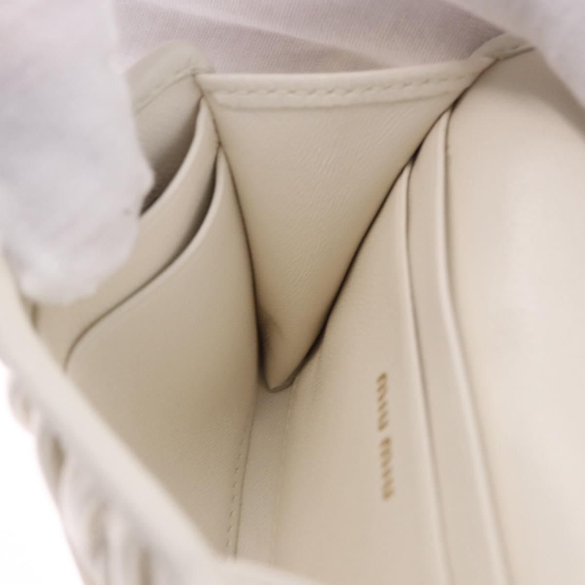 Miu Miu Matelasse Chain Shoulder Pouch Shoulder Bag Leather White Auth 194749M