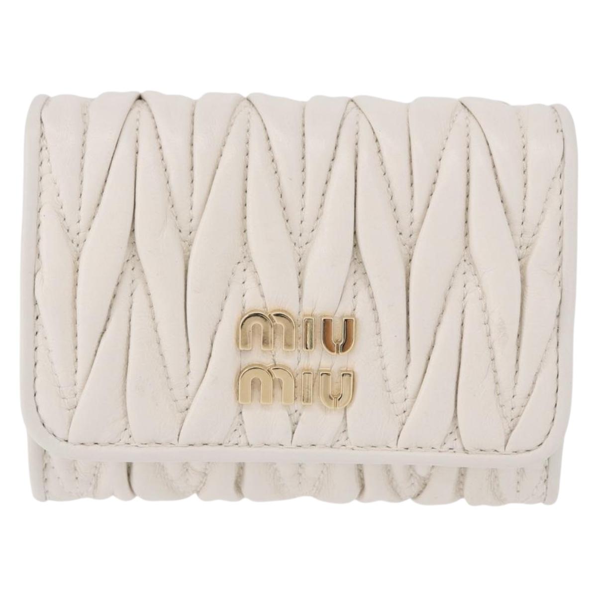 Miu Miu Matelasse Chain Shoulder Pouch Shoulder Bag Leather White Auth 194749M