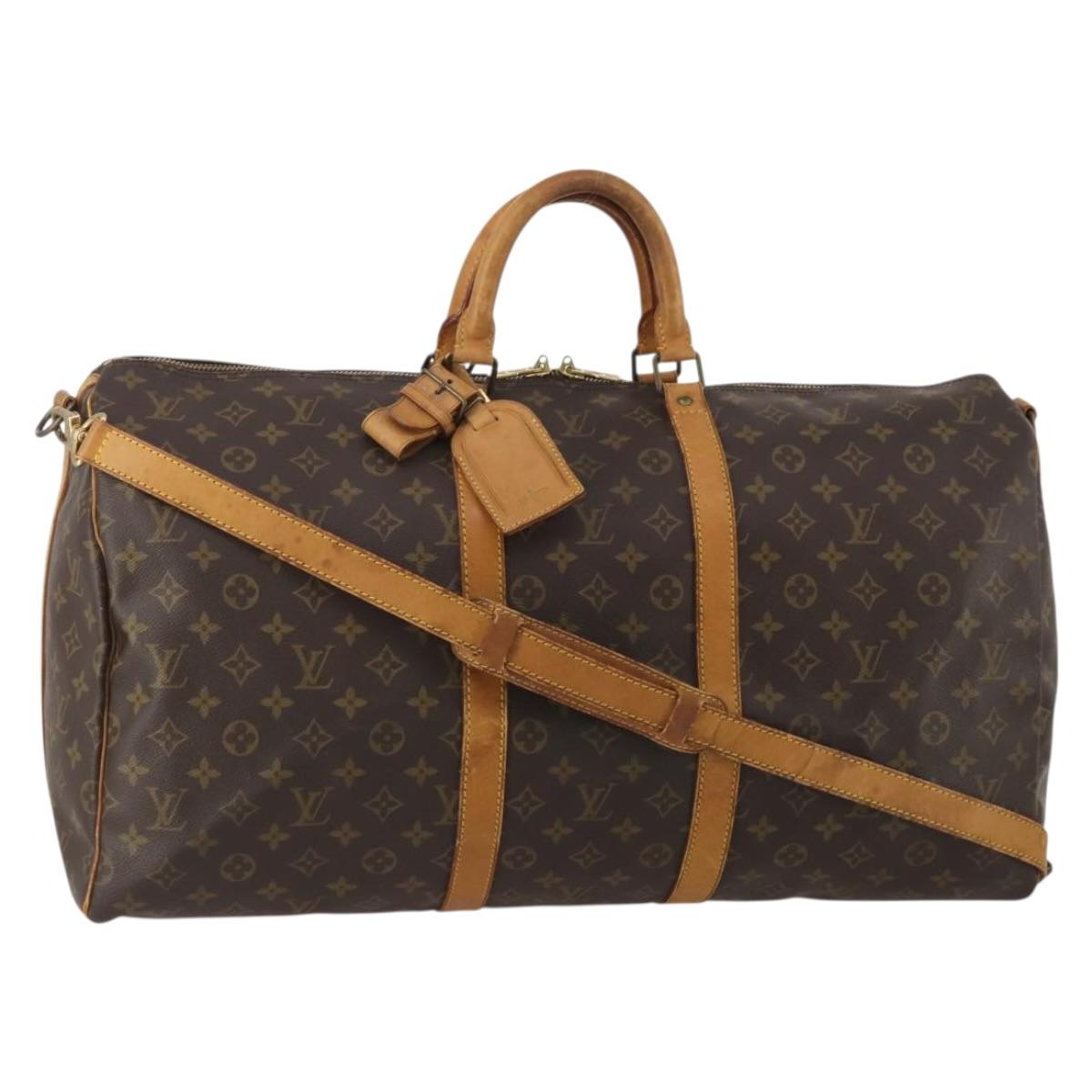 LOUIS VUITTON Monogram Keepall Bandouliere 55 Boston Bag M41414 LV Auth 194751