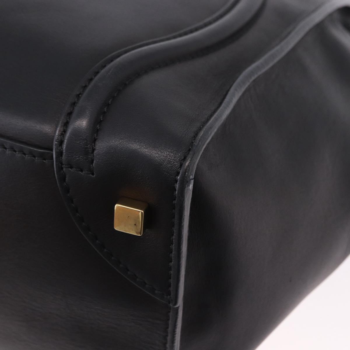 CELINE Luggage Mini shopper Hand Bag Calf Skin Black Silver Auth 194754V