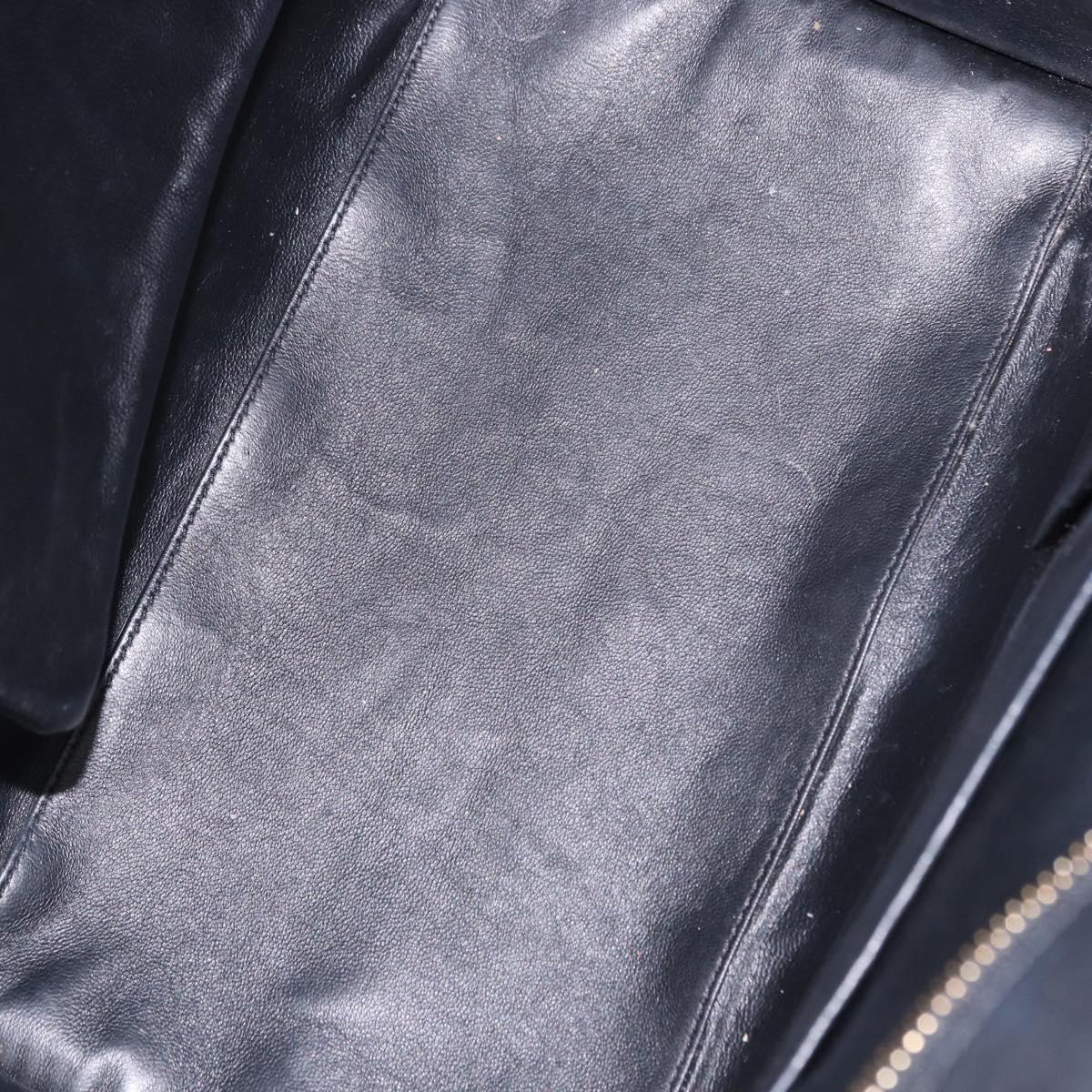 CELINE Luggage Mini shopper Hand Bag Calf Skin Black Silver Auth 194754V