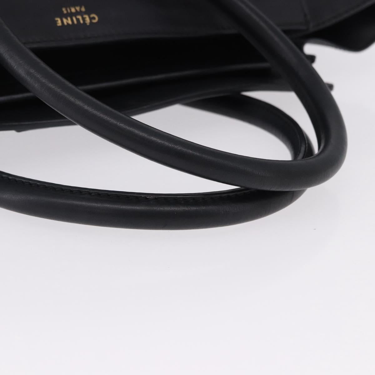 CELINE Luggage Mini shopper Hand Bag Calf Skin Black Silver Auth 194754V