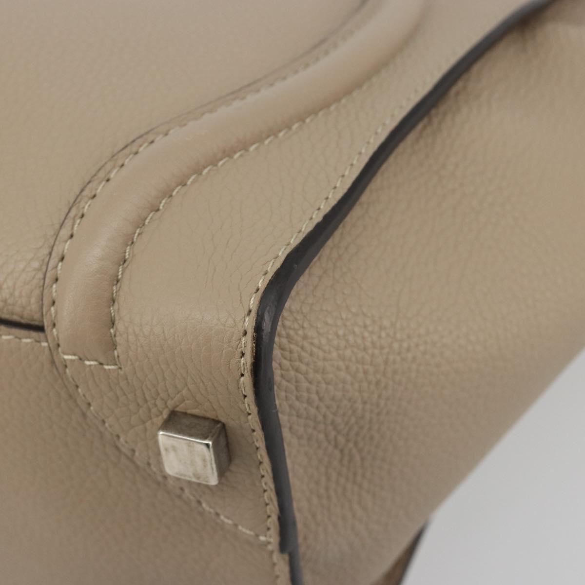 CELINE Luggage Micro shopper Hand Bag Leather Beige Auth 194755SAM