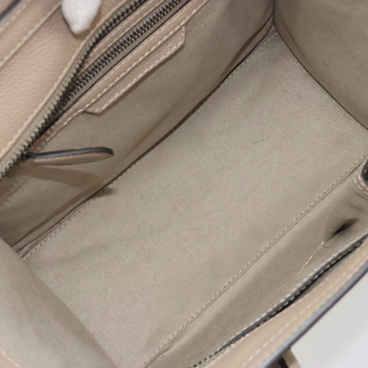 CELINE Luggage Micro shopper Hand Bag Leather Beige Auth 194755SAM