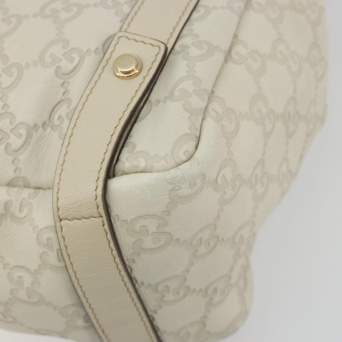 GUCCI GG Canvas Guccissima Abbey Tote Bag Leather White Gold 130736 Auth 194757V