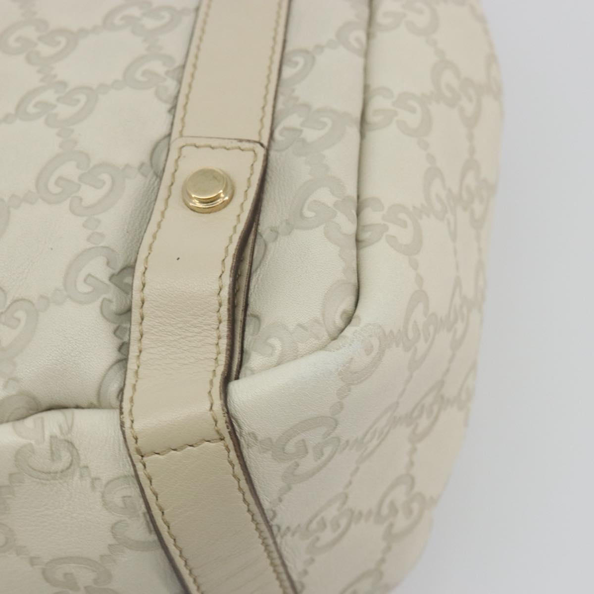 GUCCI GG Canvas Guccissima Abbey Tote Bag Leather White Gold 130736 Auth 194757V