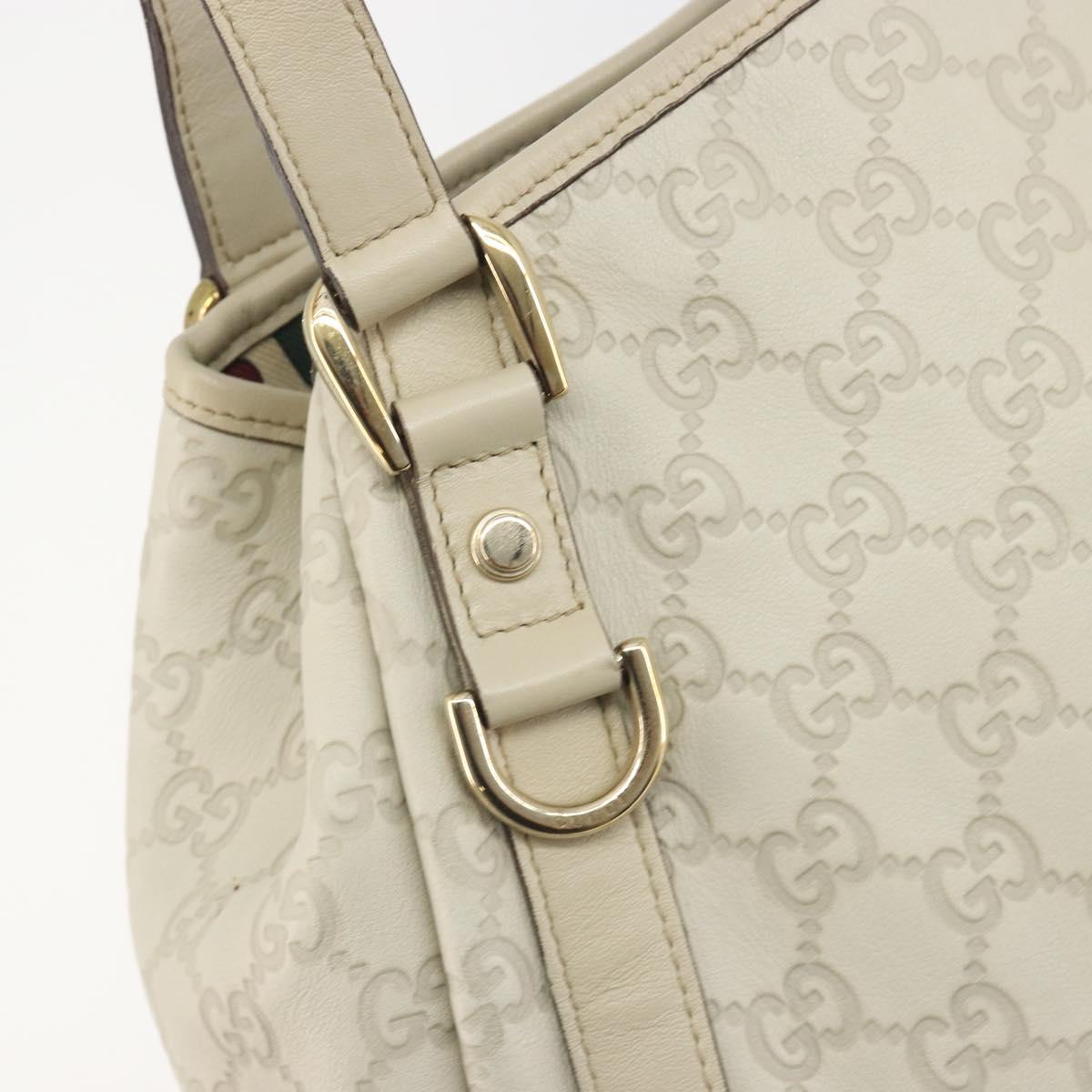 GUCCI GG Canvas Guccissima Abbey Tote Bag Leather White Gold 130736 Auth 194757V
