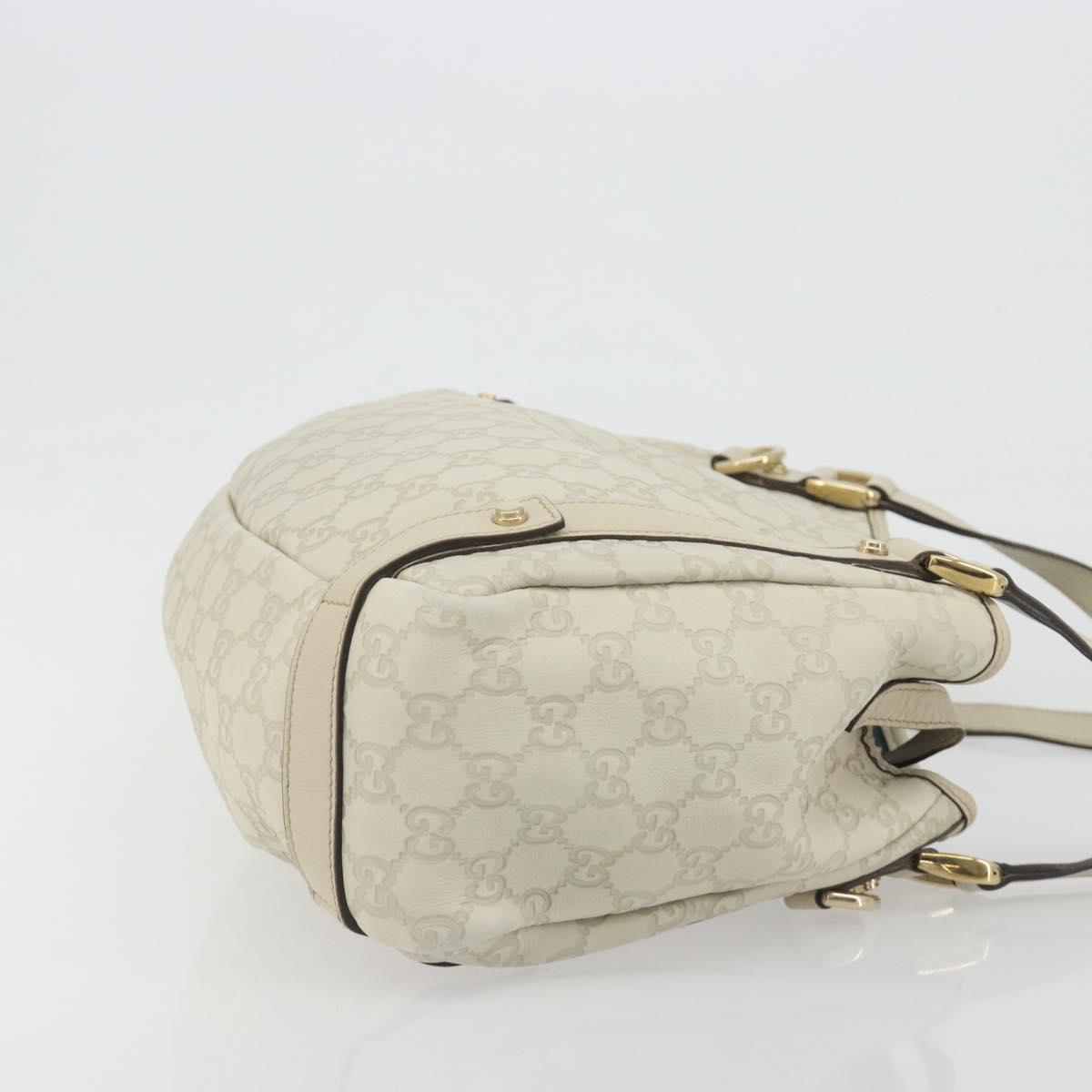 GUCCI GG Canvas Guccissima Abbey Tote Bag Leather White Gold 130736 Auth 194757V