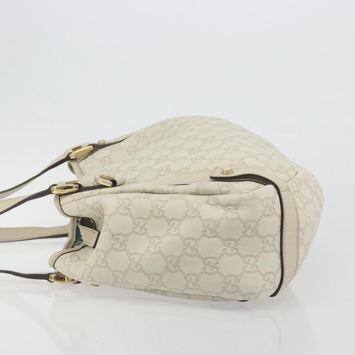 GUCCI GG Canvas Guccissima Abbey Tote Bag Leather White Gold 130736 Auth 194757V