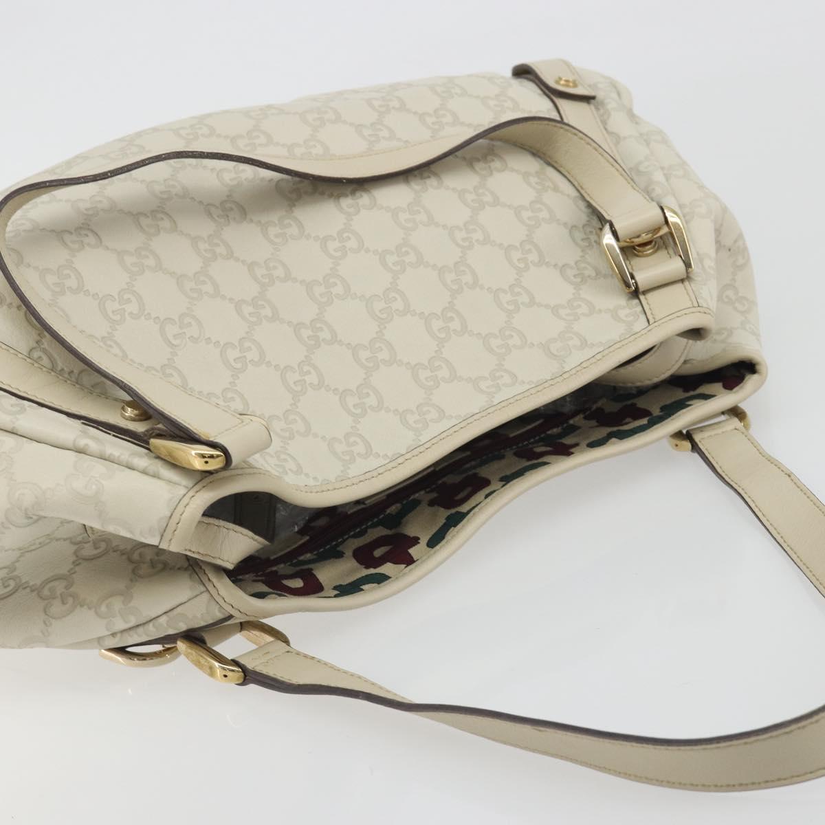 GUCCI GG Canvas Guccissima Abbey Tote Bag Leather White Gold 130736 Auth 194757V
