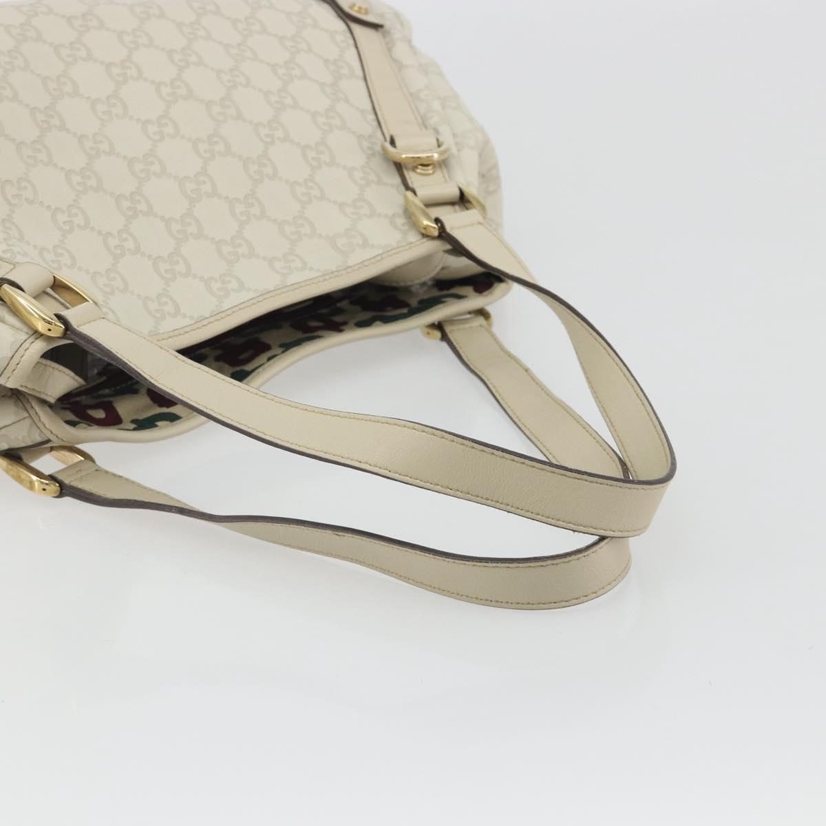 GUCCI GG Canvas Guccissima Abbey Tote Bag Leather White Gold 130736 Auth 194757V