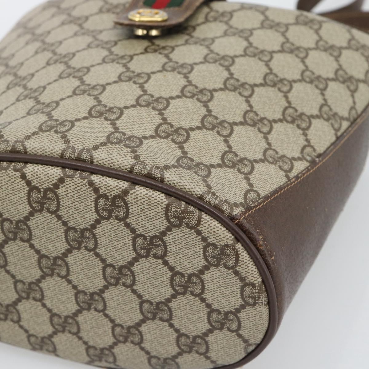 GUCCI GG Supreme Web Sherry Line Bag PVC Beige Gold 904 02 001 Auth 194758