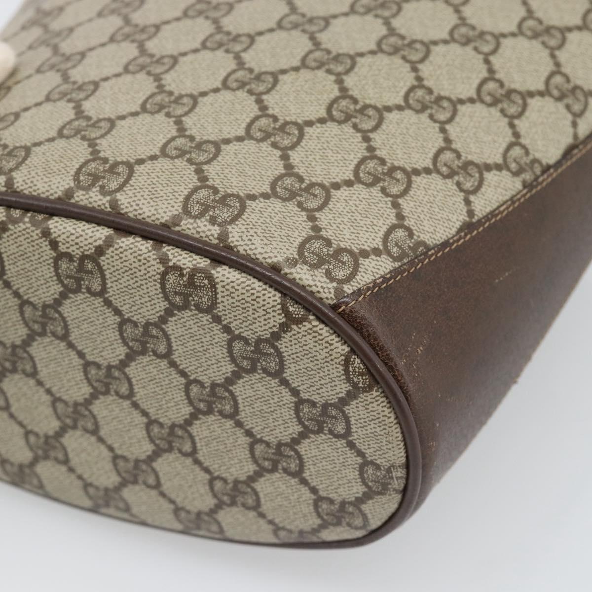 GUCCI GG Supreme Web Sherry Line Bag PVC Beige Gold 904 02 001 Auth 194758