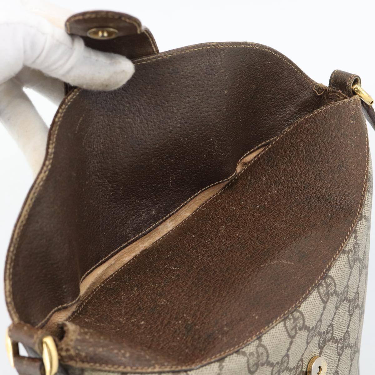 GUCCI GG Supreme Web Sherry Line Bag PVC Beige Gold 904 02 001 Auth 194758