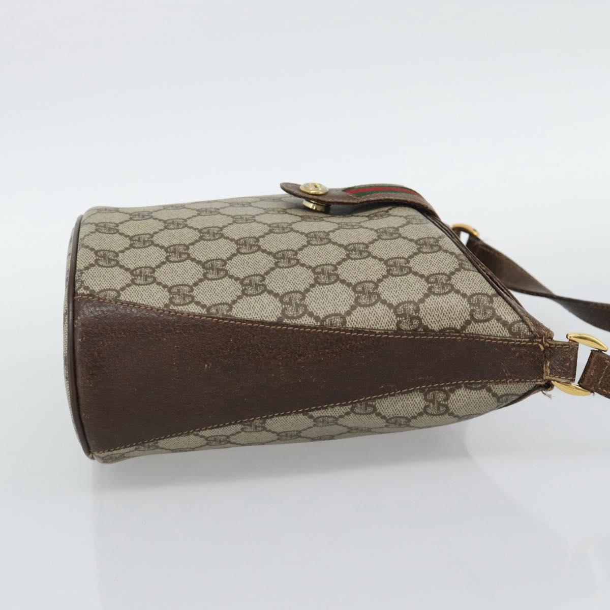 GUCCI GG Supreme Web Sherry Line Bag PVC Beige Gold 904 02 001 Auth 194758