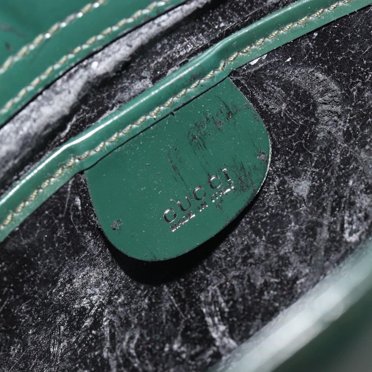 GUCCI Soho Hand Bag Patent Leather Green Silver Auth 194759