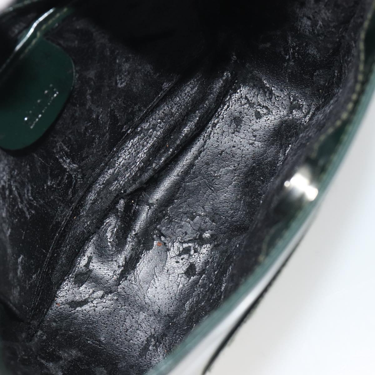GUCCI Soho Hand Bag Patent Leather Green Silver Auth 194759