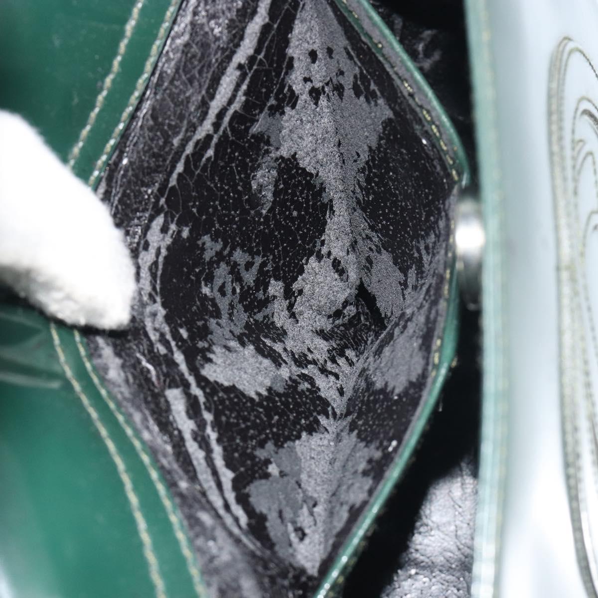 GUCCI Soho Hand Bag Patent Leather Green Silver Auth 194759