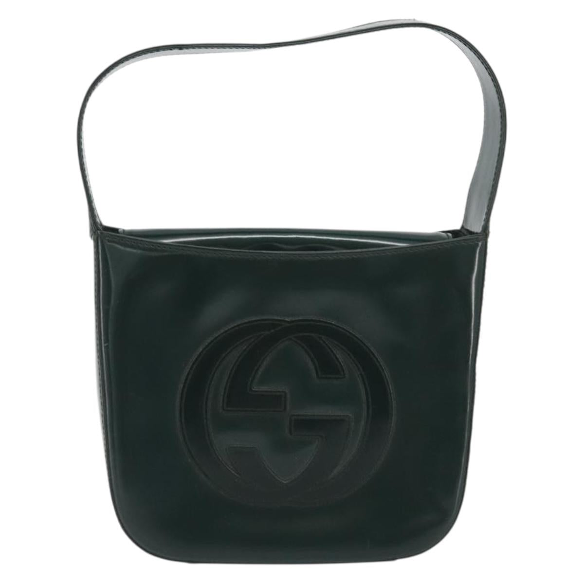 GUCCI Soho Hand Bag Patent Leather Green Silver Auth 194759