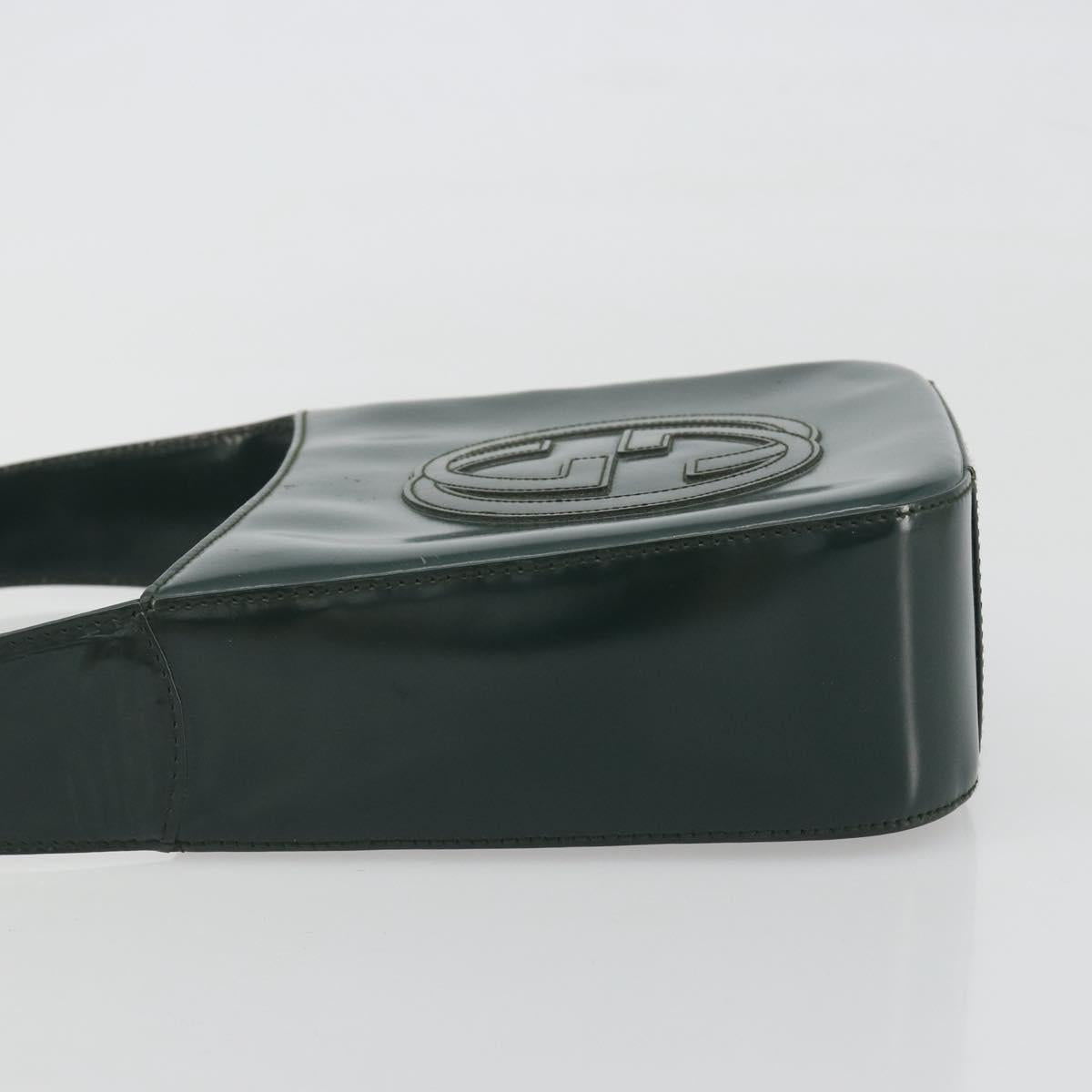 GUCCI Soho Hand Bag Patent Leather Green Silver Auth 194759