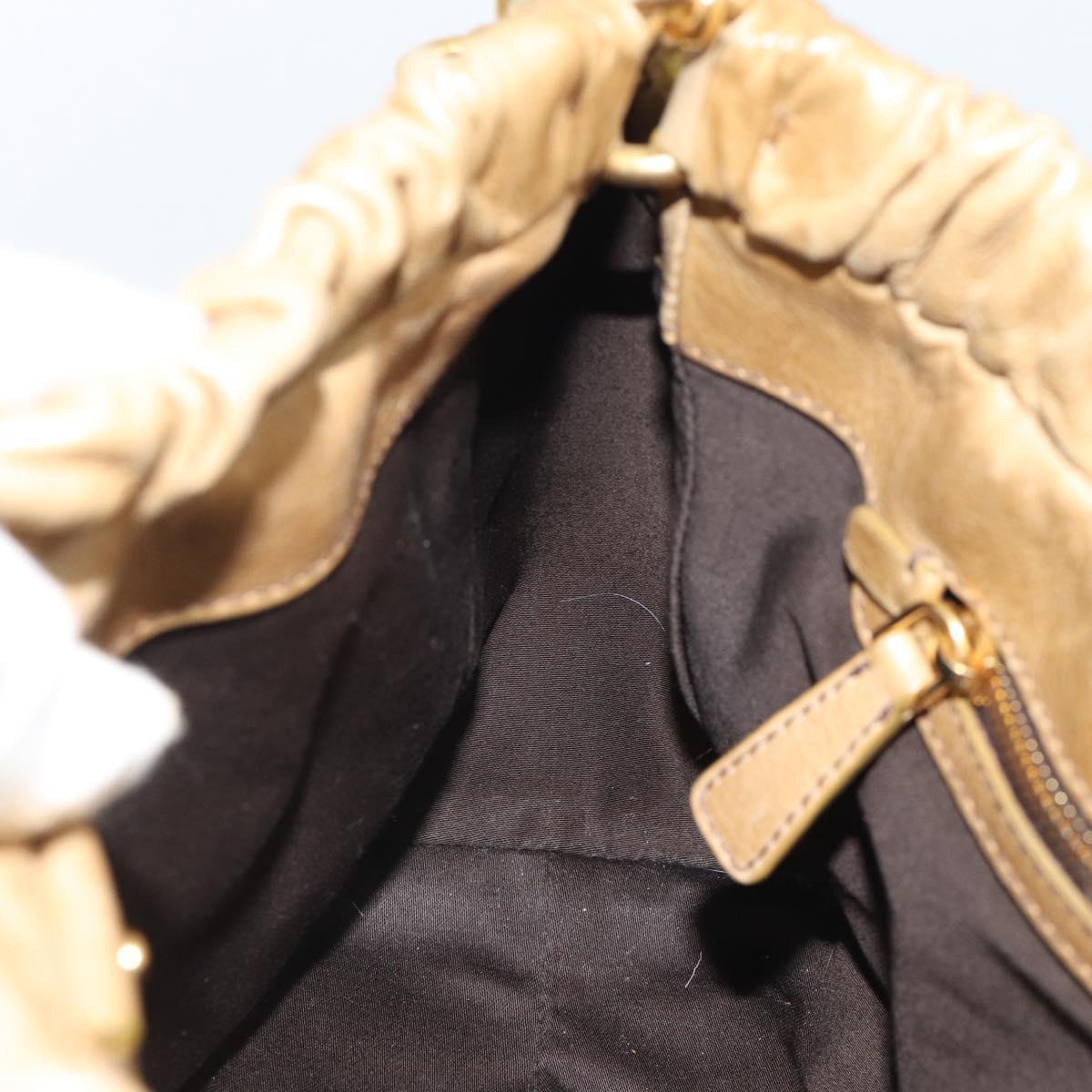 Miu Miu Hand Bag Leather 2way Beige Gold Auth 194762M