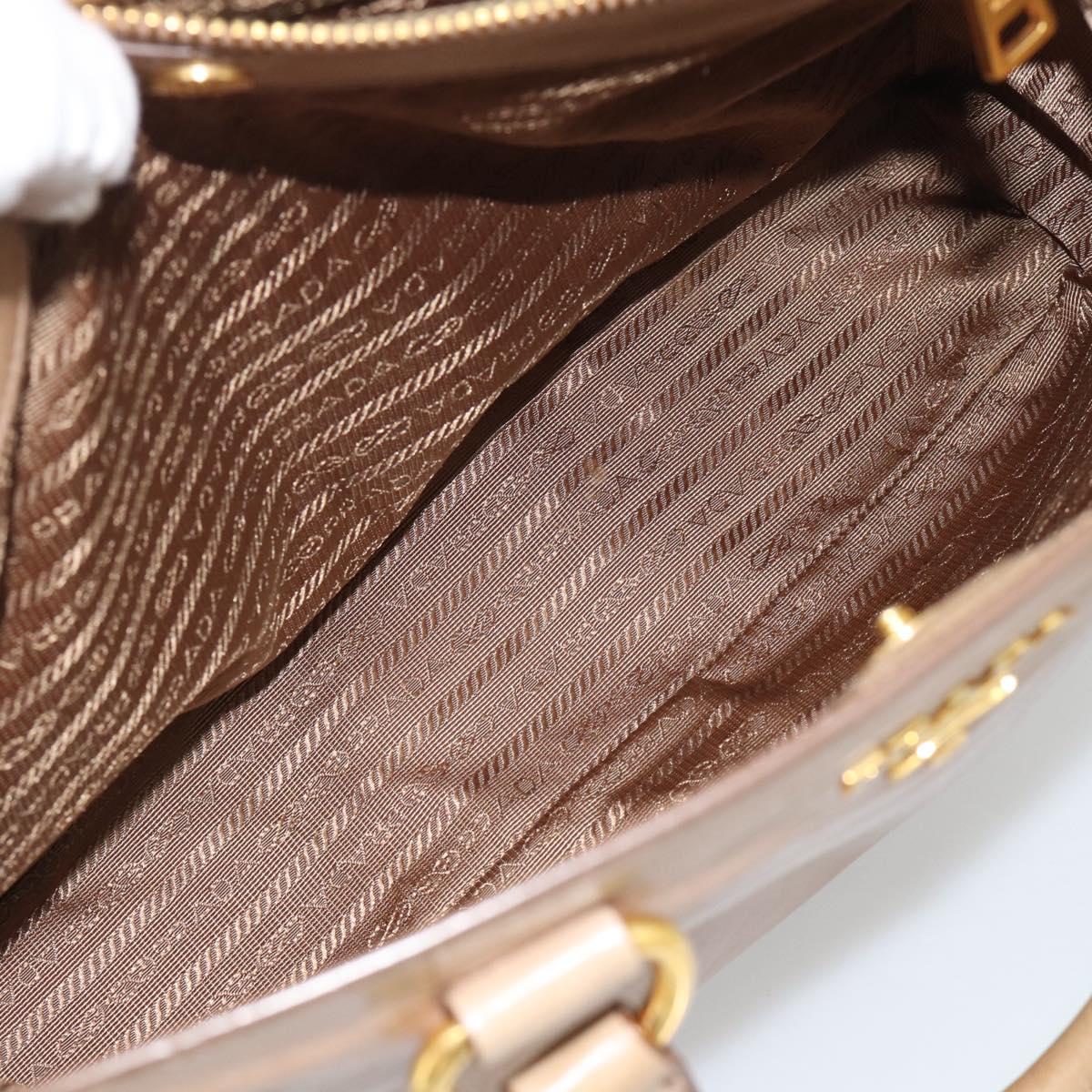 PRADA Hand Bag Leather 2way Beige Gold Auth 194763M