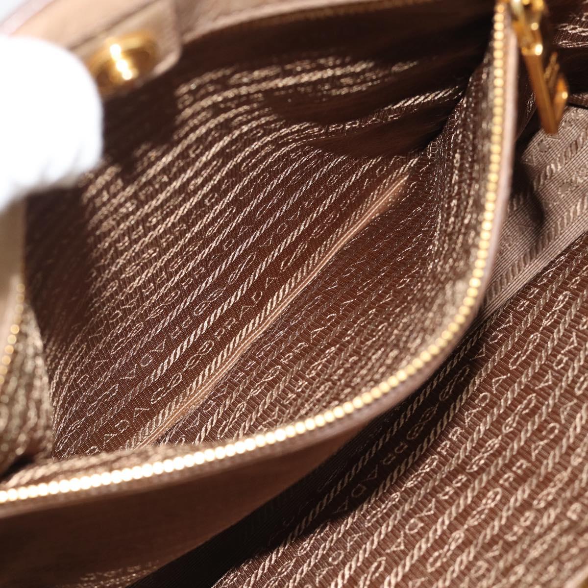 PRADA Hand Bag Leather 2way Beige Gold Auth 194763M