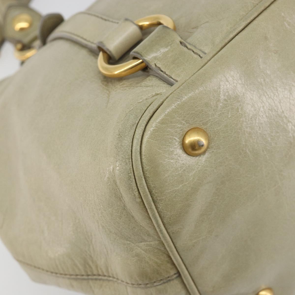 Miu Miu Hand Bag Leather 2way Beige Gold Auth 194764V