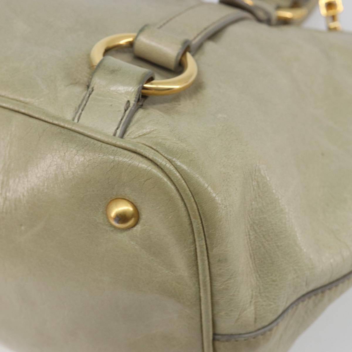 Miu Miu Hand Bag Leather 2way Beige Gold Auth 194764V