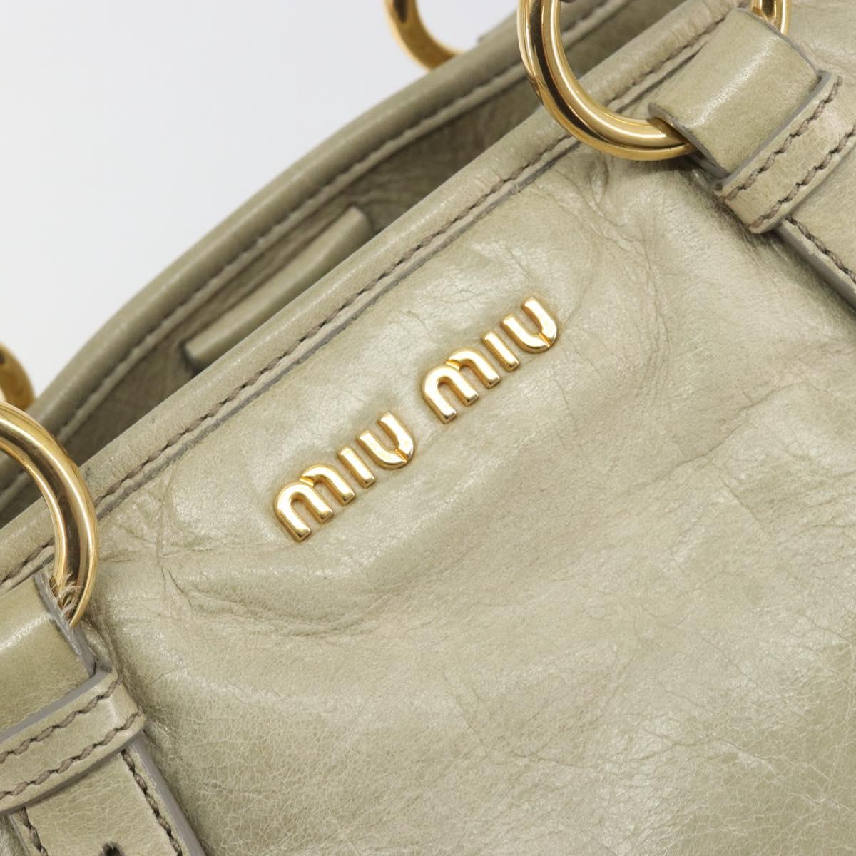 Miu Miu Hand Bag Leather 2way Beige Gold Auth 194764V