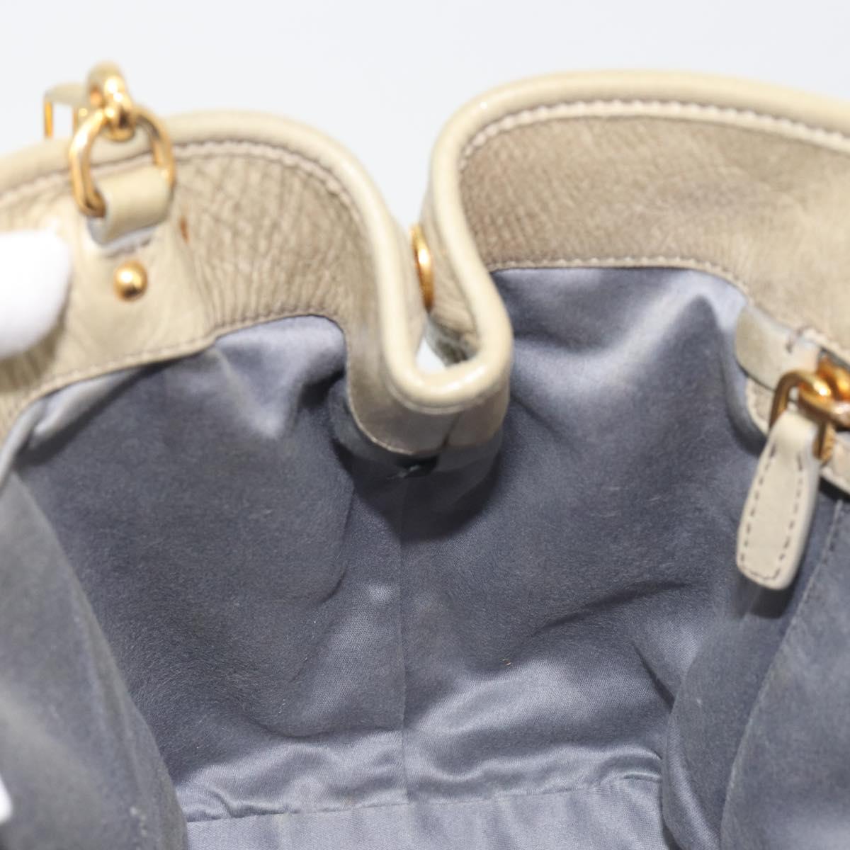 Miu Miu Hand Bag Leather 2way Beige Gold Auth 194764V