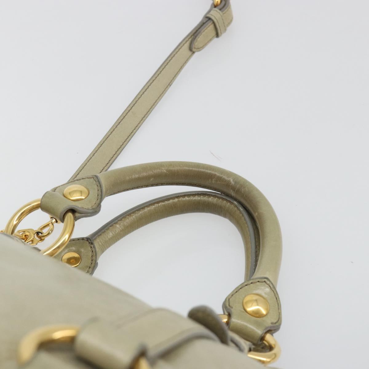 Miu Miu Hand Bag Leather 2way Beige Gold Auth 194764V