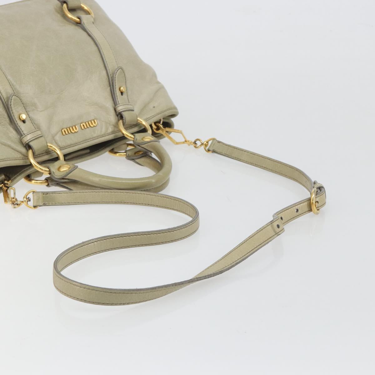 Miu Miu Hand Bag Leather 2way Beige Gold Auth 194764V