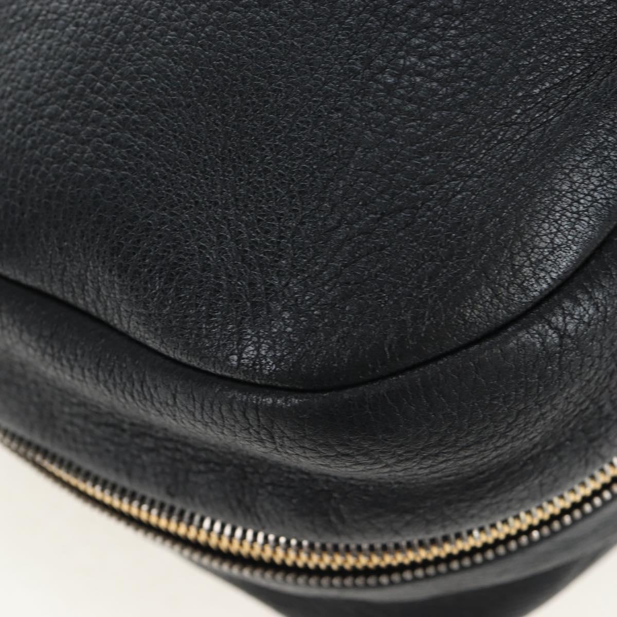 PRADA Shoulder Bag Vittero Dino Leather Black Gold Auth 194765M