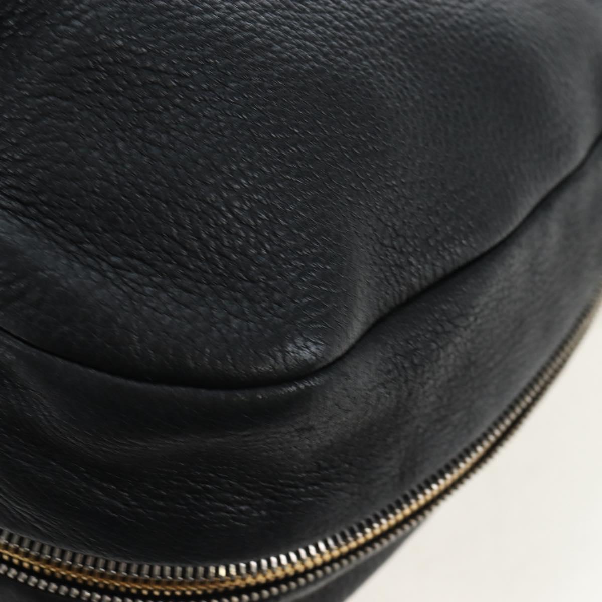 PRADA Shoulder Bag Vittero Dino Leather Black Gold Auth 194765M