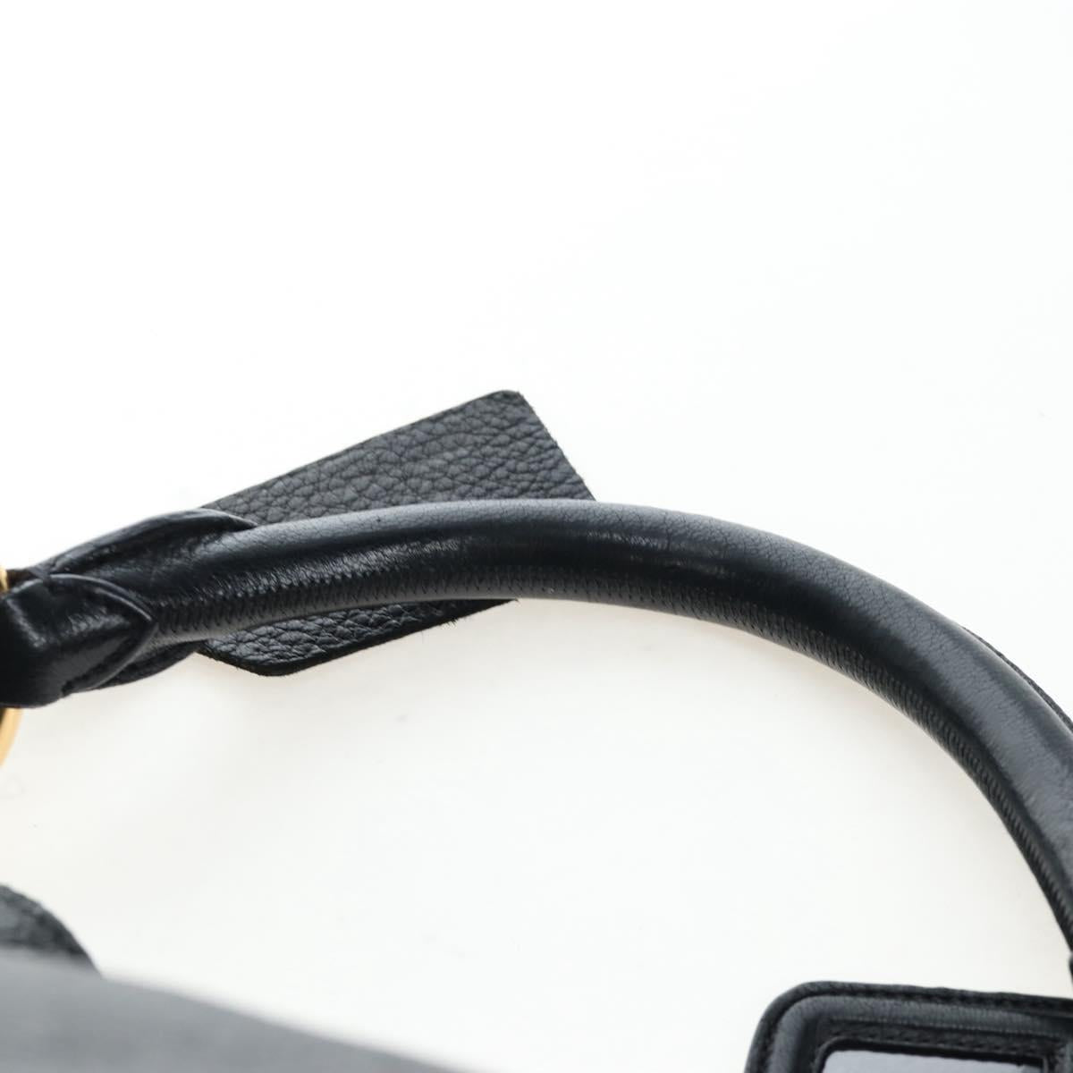 PRADA Shoulder Bag Vittero Dino Leather Black Gold Auth 194765M