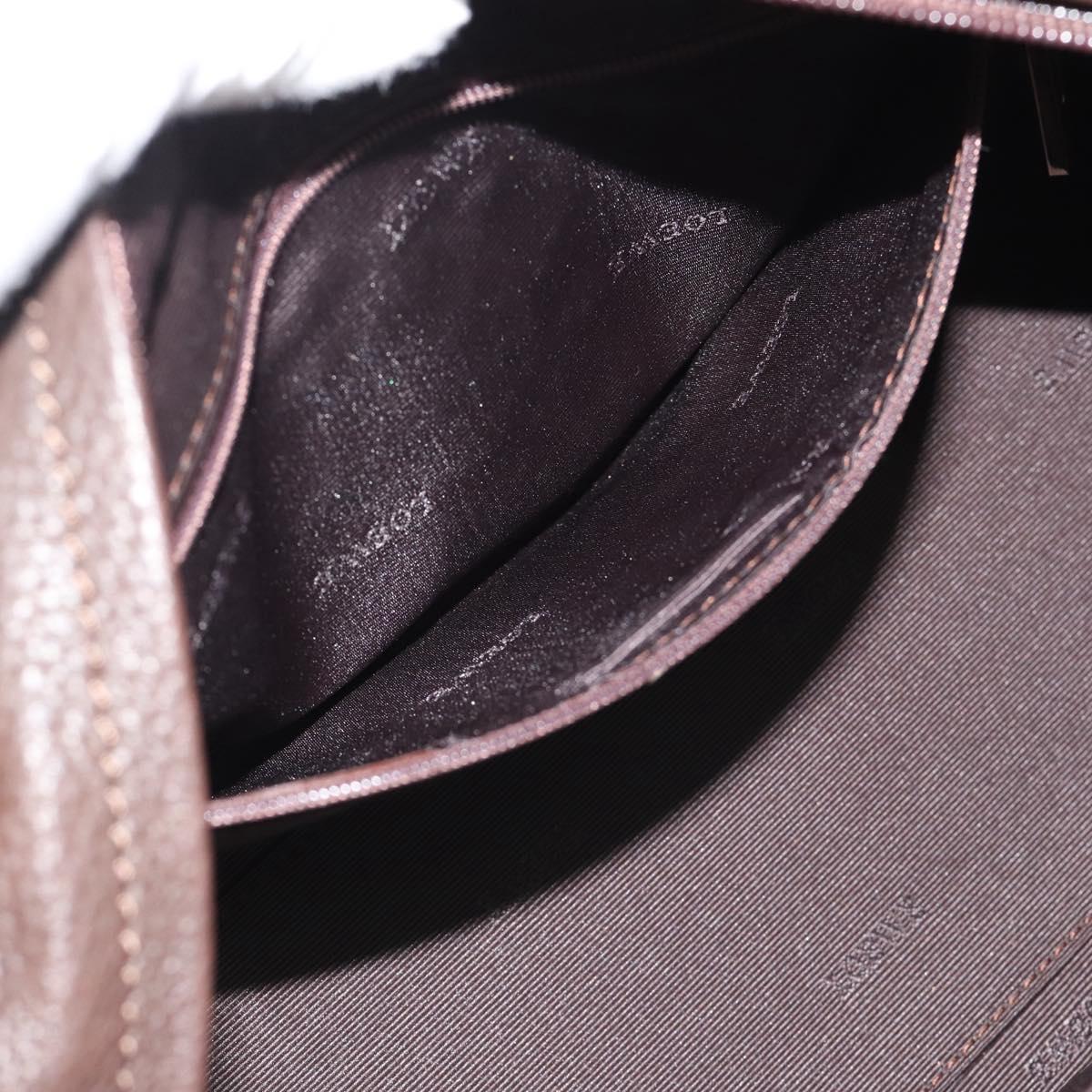 LOEWE Americana 28 Hand Bag Leather Dark Brown Silver Auth 194782SAM