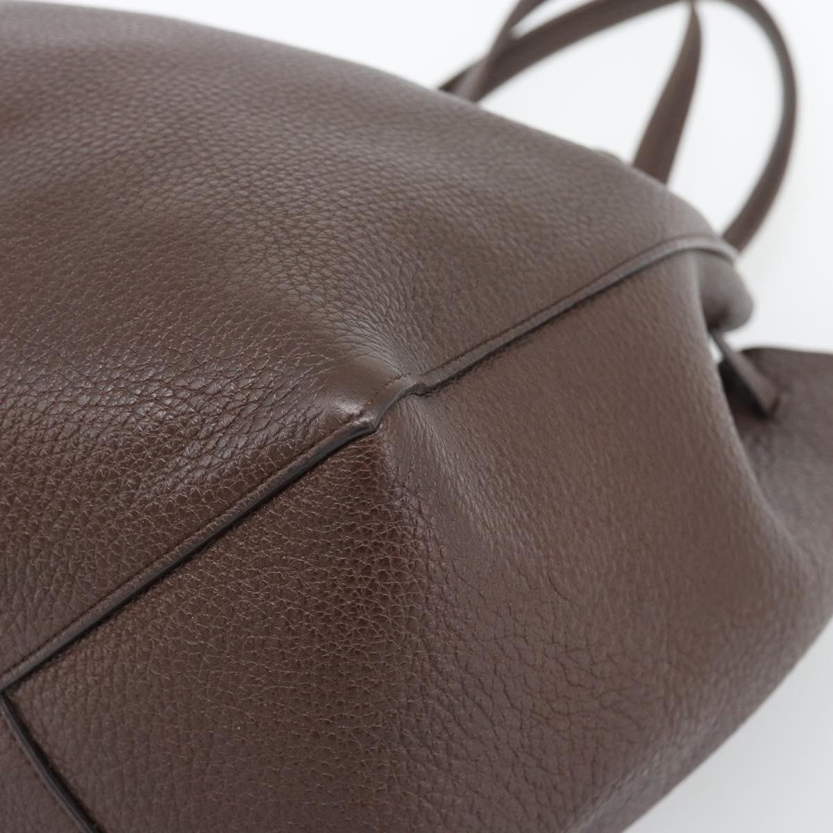 CELINE Cabas Phantom Tote Bag Leather Brown Gold Auth 194831A