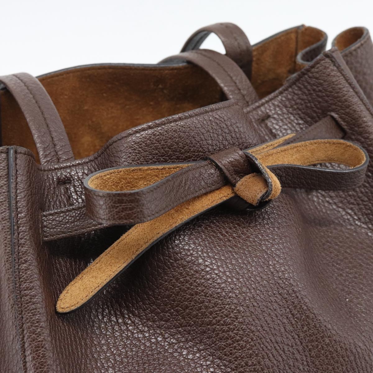 CELINE Cabas Phantom Tote Bag Leather Brown Gold Auth 194831A