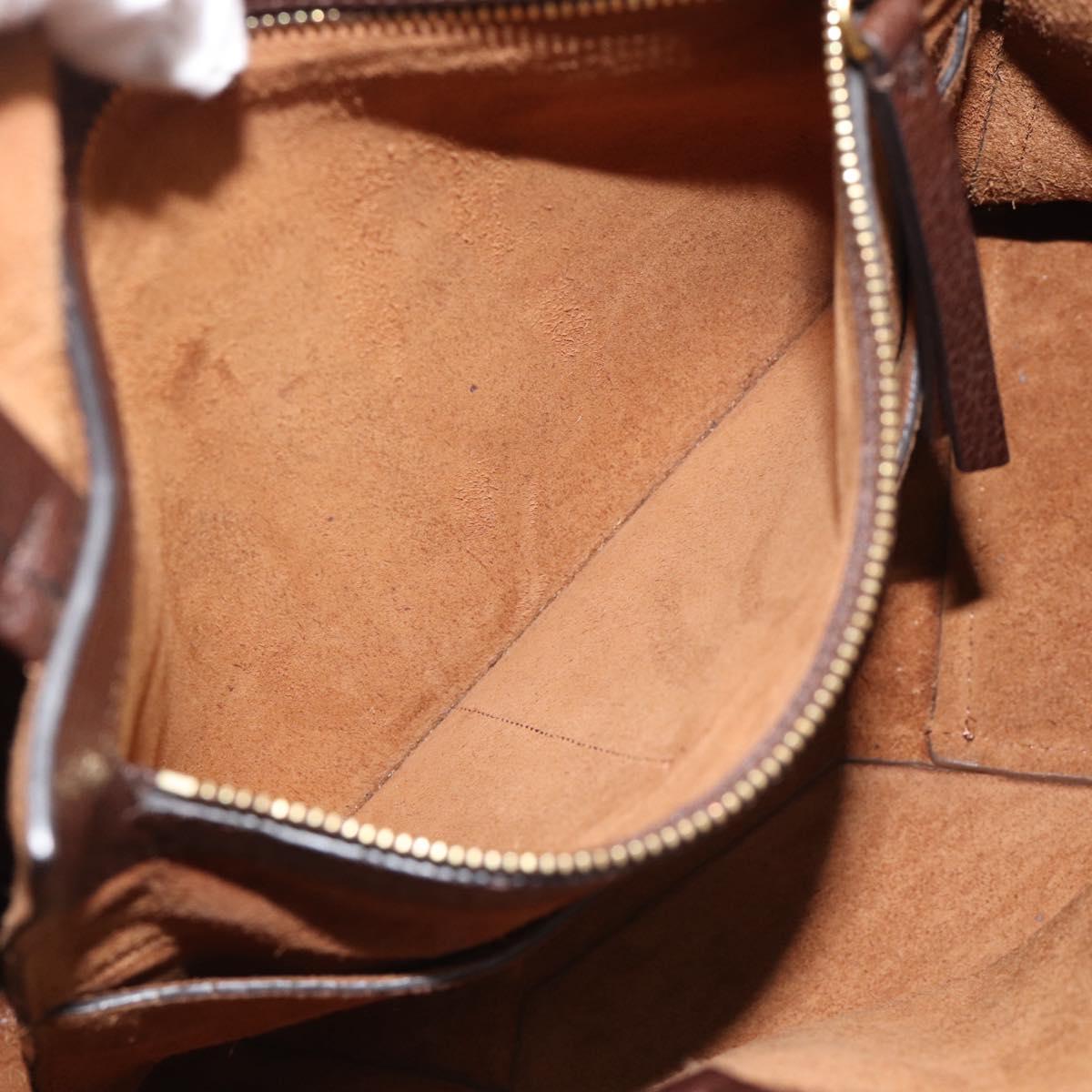 CELINE Cabas Phantom Tote Bag Leather Brown Gold Auth 194831A