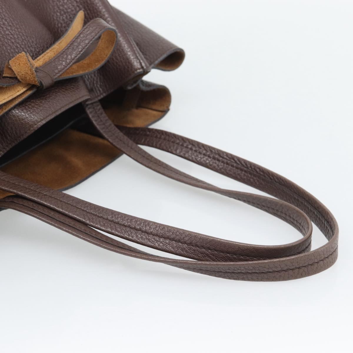 CELINE Cabas Phantom Tote Bag Leather Brown Gold Auth 194831A