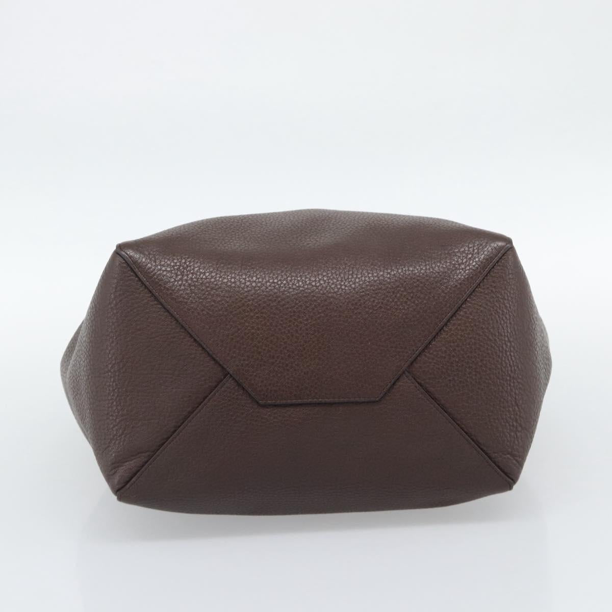 CELINE Cabas Phantom Tote Bag Leather Brown Gold Auth 194831A