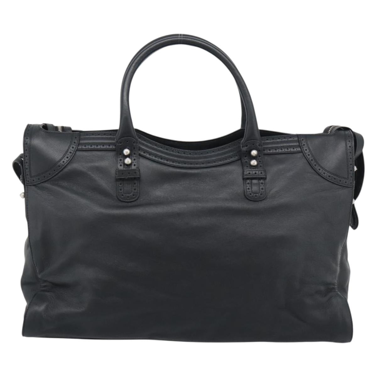 BALENCIAGA Neo Classic City Hand Bag Leather 2way Black Silver Auth 194832SAM