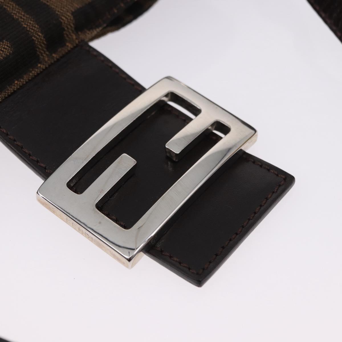 FENDI Zucca Canvas Mamma Baguette Shoulder Bag Brown Black Auth 194835SAV