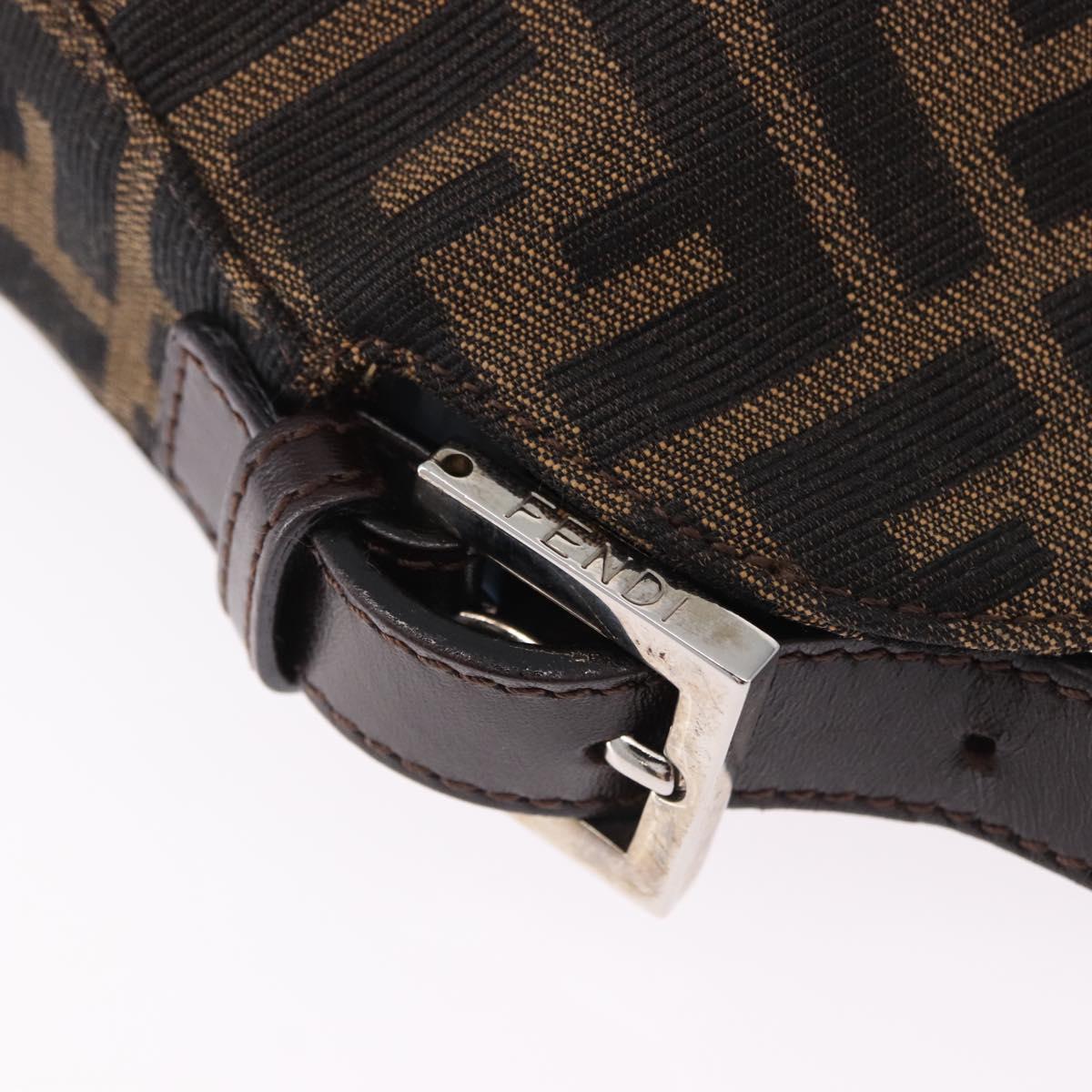 FENDI Zucca Canvas Mamma Baguette Shoulder Bag Brown Black Auth 194835SAV